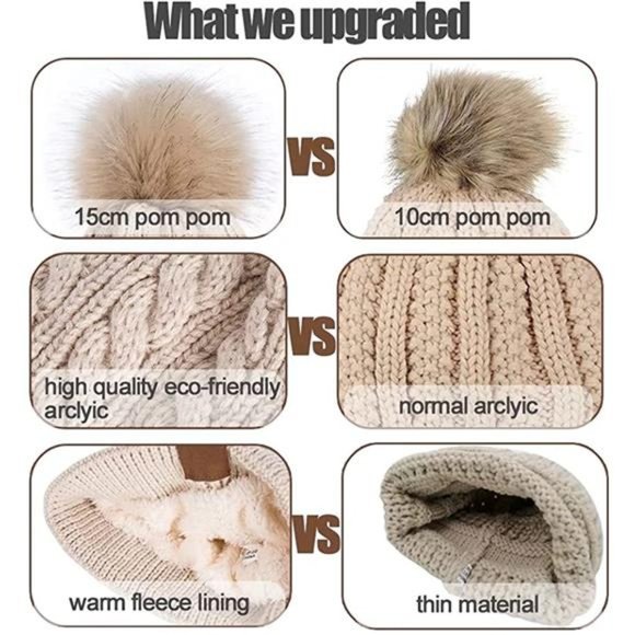 Alepo Womens Winter Beanie Hat, Warm Fleece Lined Knitted Soft Ski Cuff Cap with main image 6